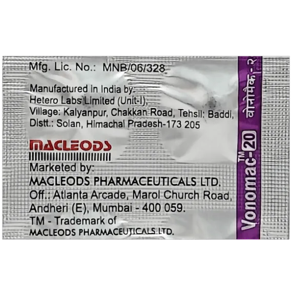 vonomac 20 tablet 10's